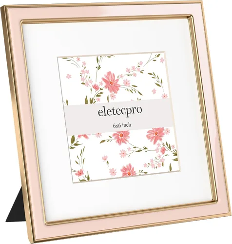 Vista 21 de eletecpro 4x6 Enamel Picture Frame with Real Glass Cover, Pink, 1-Pack Rosa con oro