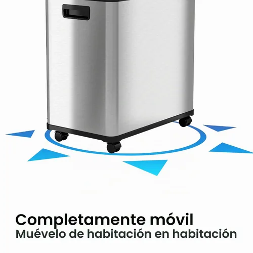 Vista 4 de iTouchless Bote de basura de cocina con sensor 2.0 de 16 galones, con doble compartimiento, con ruedas, de acero inoxidable, automático, de 8