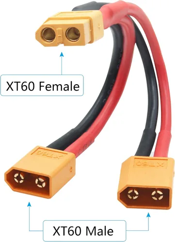 Vista 5 de Cable corto del conector de batería paralelo XT60 3.9", enchufe del adaptador del divisor en Y