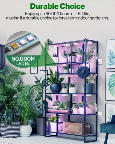 Vista 5 de Sunco - Luz LED de crecimiento de 1 pie, 10 W, espectro completo, para inicio de semillas, plántulas, plantas de interior, enchufe suspendido