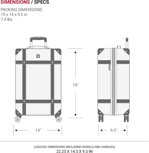 Vista 6 de SwissGear 7739 - Maletín rígido con ruedas giratorias, Blanco, 7739 Maletero rígido con ruedas giratorias