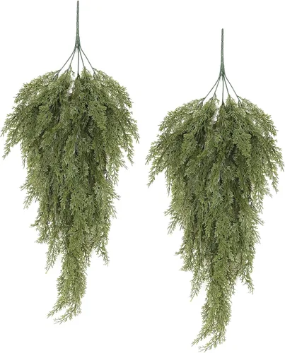 Vista 29 de RECUTMS Guirnalda artificial de otoño, plantas de vegetación sintética 1 pieza seda marrón