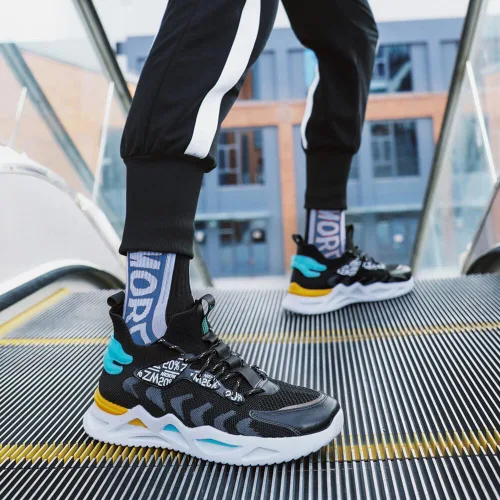 Vista 6 de KUNWFNIX Mens Running Shoes Lightweight Breathable Air Walking Tennis Shoes Mesh Workout Casual Sports Non Slip Athletic Fashion Sneakers Trainers