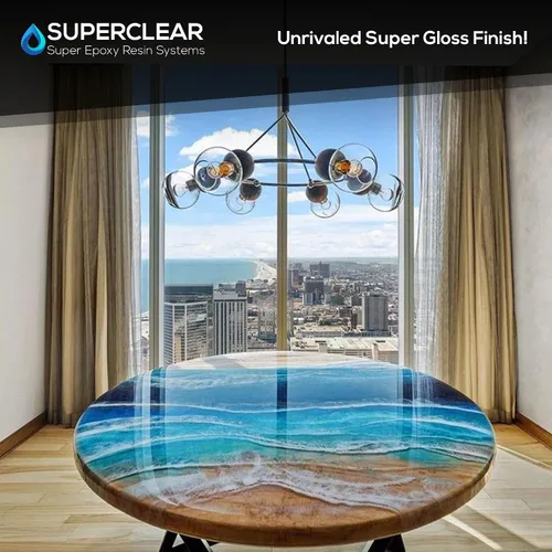 Vista 5 de Superclear Resina epoxi para mesa, revestimiento protector 1:1 transparente para mesas, encimeras, encimeras, anti-amarillamiento, resistente a