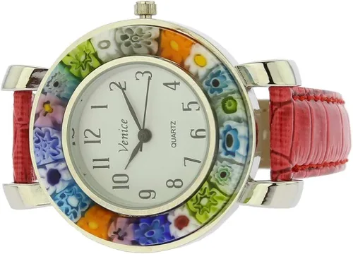 Vista 3 de Glass Of Venice Serena Murano Millefiori Reloj con Correa de Cuero - Rojo, Rojo