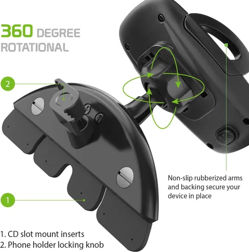 Vista 7 de Cellet Soporte para teléfono inteligente para automóvil con ranura para CD, compatible con soporte para teléfono celular, compatible con iPhone 12