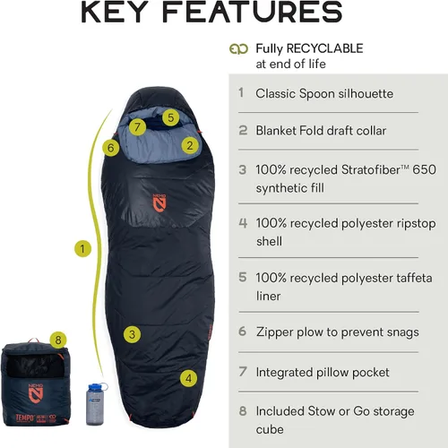 Vista 2 de NEMO Equipment Tempo Sacos de dormir sintéticos de 20 y 35 grados para hombre y mujer
