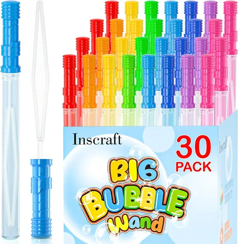 Vista 8 de Inscraft Paquete de 30 varitas de burbujas grandes de 14 pulgadas, 8 colores a granel para juguete de verano, uso de actividades al aire libre e