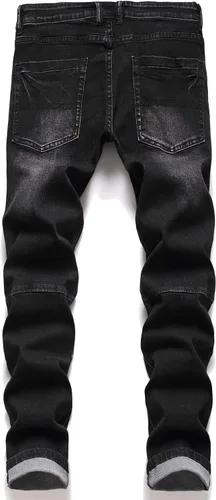 Vista 2 de AITITIA Jeans elásticos de ajuste regular rasgados para hombre