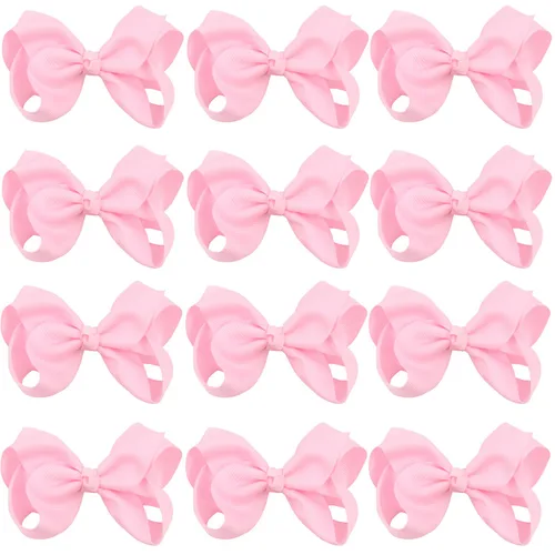 Vista 6 de Lazos para el cabello de 4 pulgadas para niñas y bebés, 12 unidades, color sólido (verde manzana)