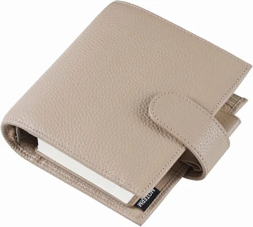 Vista 10 de Moterm Planificador de Anillos de Lujo de Bolsillo - Organizador de Carpeta de Cuero Genuino (Pebble-Negro, Argolla de 1.18 pulgadas (30 mm))