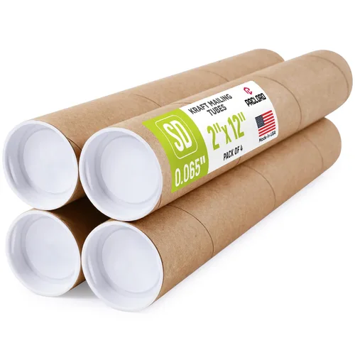 Vista 42 de Tubo de cartón reforzado de 2 x 18 pulgadas, paquete de 4 tubos con 8 tapas, seguro aprobado por USPS, ideal para envío y almacenamiento
