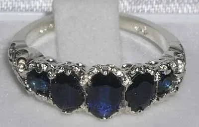 Vista 4 de Anillo de plata de ley 925 auténtica auténtica zafiro para mujer