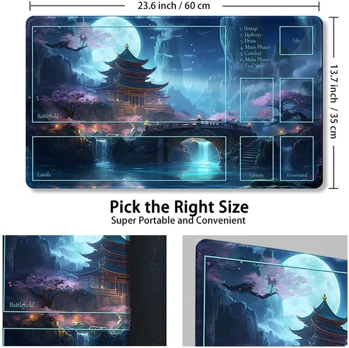 Vista 2 de DAUXID Tapete de Juego MTG Cosido Premium con Zonas y Respaldo de Goma Antideslizante, Tapete de Juego TCG para MTG y Otros Juegos de Cartas, Diseño