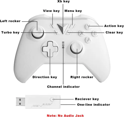 Vista 3 de Controlador inalámbrico para Xbox Series XXbox OneOne SOne XOne ElitePS3Windows 7810 controlador inalámbrico de PC de 24GHZ con turbo doble