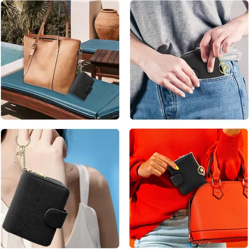 Vista 6 de Beurlike billetera de cuero, con tarjetero con bloqueo RFID, organizador, billetera segura para mujer