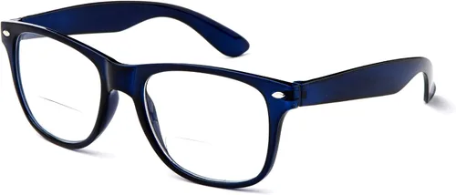 Vista 2 de Gafas de lectura de marco grande para hombres y mujeres, cómodos y elegantes anteojos de lectura simples Paquete de 3 - Azul con 1 cordón