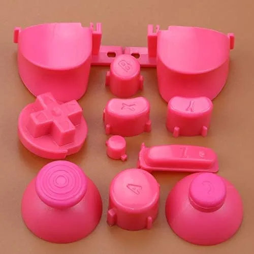 Vista 2 de Botones completos 11 en 1 ABXYZ Botón Pulgar Tapa Joystick Dpad Botones para Gamecube NGC Constroller (G-Pink)