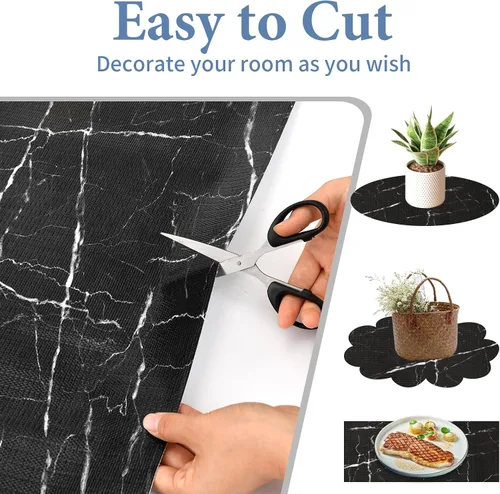 Vista 4 de Lámina para revestir estantes y cajones de cocina y baño, impermeable, antideslizante, sin adhesivo, fácil de limpiar, incluye cuchillo y cinta