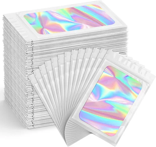Vista 18 de Funfery Paquete de 300 bolsas resellables para almacenamiento de alimentos, bolsas transparentes de Mylar, bolsa de embalaje, comestibles, bolsa a