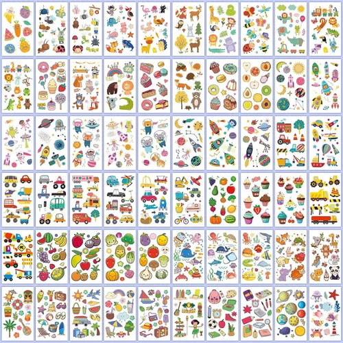 Vista 3 de EMOME Más de 2100 estilos de tatuajes para niños, 168 hojas de tatuajes temporales para niños, recuerdos de fiesta, decoraciones de cumpleaños