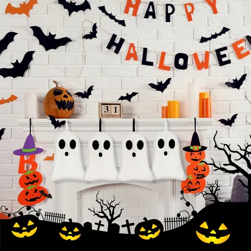 Vista 8 de Quera Paquete de 2 toallas de mano con diseño de fantasmas de Halloween, bordadas, decoración de lujo, para baño, juego de toallas decorativas