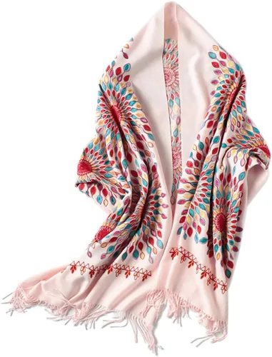 Vista 9 de Urban CoCo Chal Bordado con Borlas de Tamaño Grande para Mujer, Bufanda de Mujer