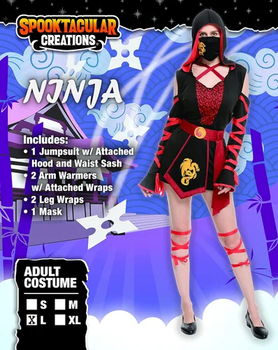 Vista 2 de Spooktacular Creations Disfraz de ninja de Halloween para mujeres adultas para disfrazarse fiesta de disfraces truco o trato cosplay