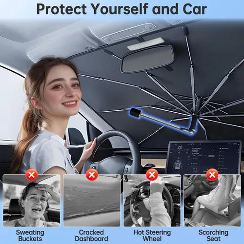 Vista 6 de Sombrilla Parasol para Parabrisas para Mazda 3 2014-2026, Parasol Plegable para Coche para Ventana Delantera, Visera Protectora Solar Altamente