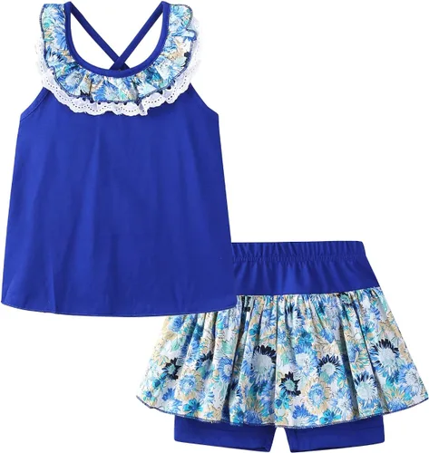 Vista 80 de LittleSpring Conjunto de verano para niñas con camiseta sin mangas y pantalones cortos florales