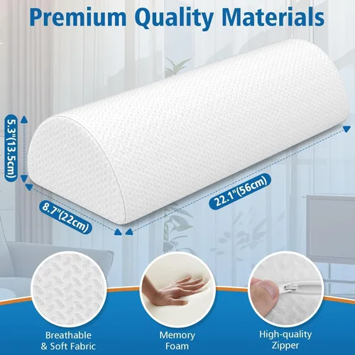 Vista 26 de Almohada grande de rodilla para dormir de lado, almohada de espuma viscoelástica de media luna para piernas, almohada de elevación de cuña de diseño