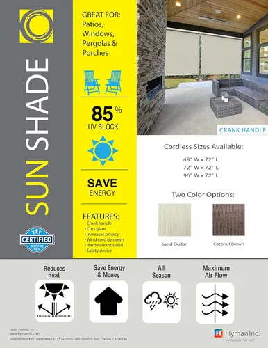 Vista 9 de Radiance 0371548 - Estor de bloqueo solar para exteriores, 48 x 72 pulgadas