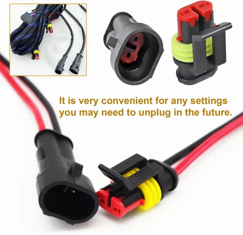 Vista 3 de 20 kits de conectores de 2 pines conectores eléctricos automotrices de desconexión rápida 2 cables impermeable conector terminal kit de enchufe
