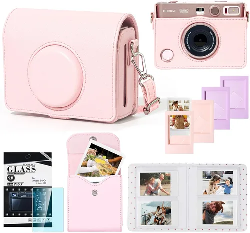 Vista 13 de CAIYOULE - Funda para cámara instantánea Fujifilm Instax Mini EVO, color negro Protective Camera Accessories Kit for Instax Mini EVO with Picture