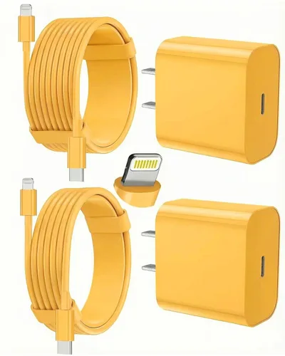 Vista 8 de Cargador de iPhone de carga rápida, paquete de 2 bloques de carga de pared tipo C con 2 unidades [6 pies y 10 pies] cable USB C a Lightning