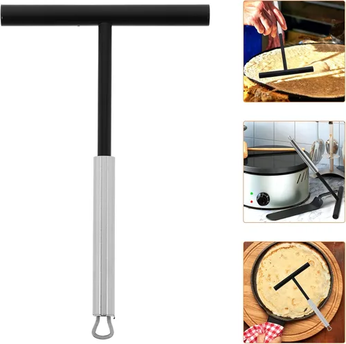 Vista 5 de Hemoton Esparcidor de crepé, esparcidor de masa para panqueques en forma de T, espátula para masa, esparcidor de crepé, herramienta para hacer