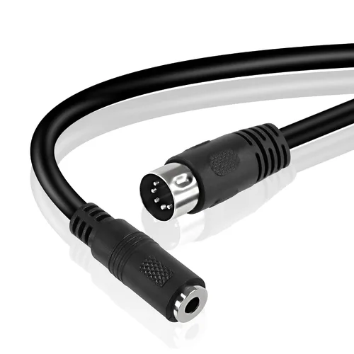 Vista 5 de MEIRIYFA Cable de audio DIN MIDI de 5 pines a TRS de 0.138 in, adaptador de cable de audio profesional TRS estéreo hembra a macho DIN de 5 pines