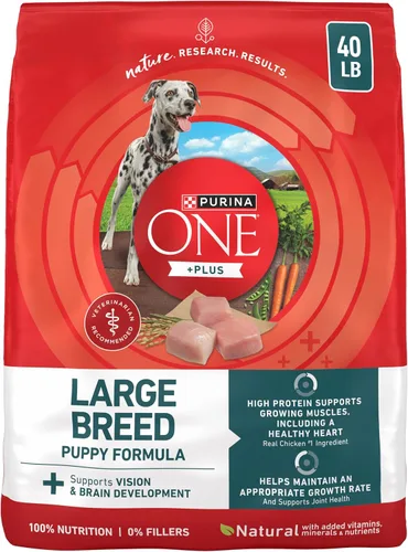 Vista 12 de Purina ONE - Alimento para cachorros de raza grande en seco, fórmula +Plus de raza grande, bolsa de 16.5 libras