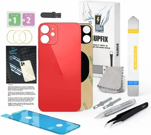 Vista 26 de Back Glass Replacement for iPhone 12mini 5.4 inches with Repir Tools Big Hole OEM Rear Cover Glass Pre-Installed Adhesive Black for DIY Lover