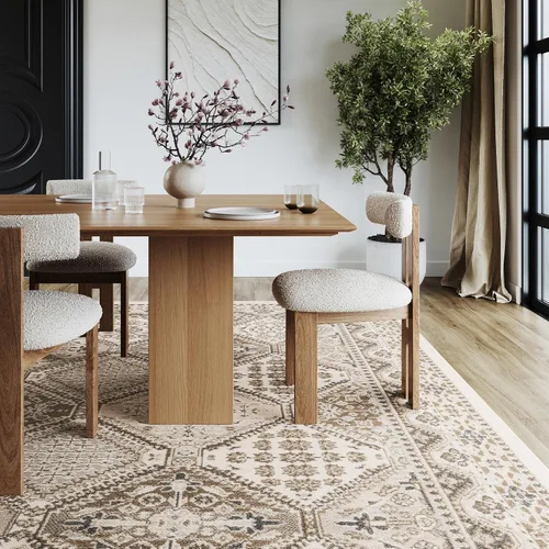 Vista 23 de nuLOOM Alfombra de Área Becca Tradicional con Diseño de Azulejos 2x3, Beige, Diseño Transicional Desvanecido, Resistente a las Manchas, Para
