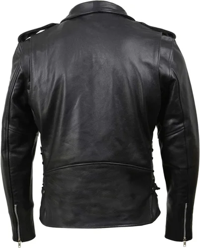 Vista 7 de Milwaukee Leather - Chaqueta clásica para hombre con encaje lateral estilo policía M/C, Negro