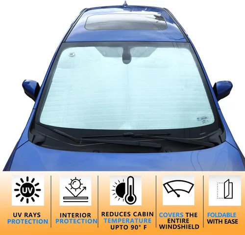 Vista 4 de Daeiclru Parasol para parabrisas de automóvil compatible con Subaru WRX 2015-2026, reflector plegable de rayos UV, parasol para ventana
