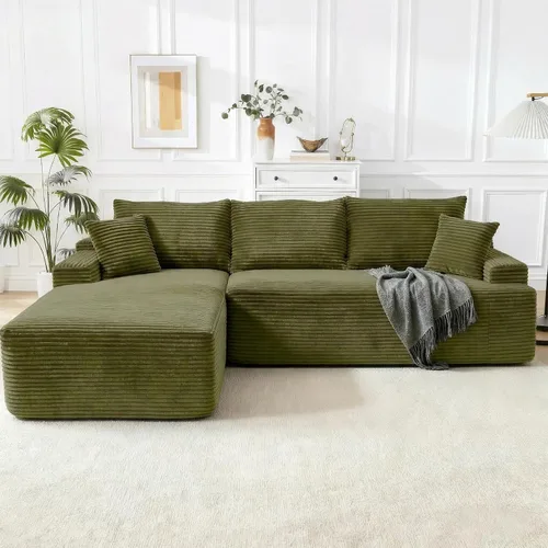Vista 38 de Sofá modular Cloud de 108 pulgadas, moderno sofá deshuesado con otomana móvil, sofá modular de asiento profundo, sofás esquineros de pana para sala