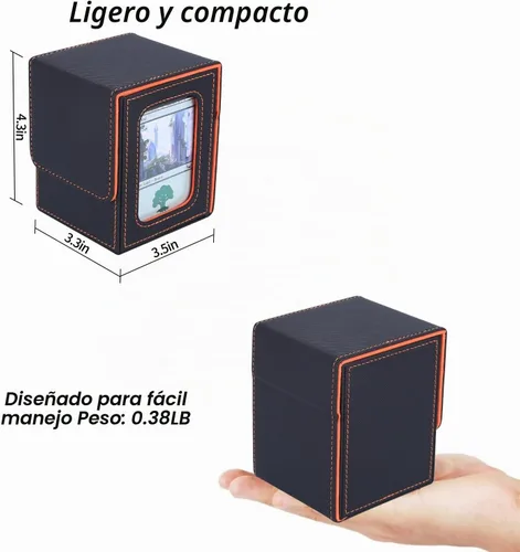Vista 6 de AFIING MTG Caja de Mazo para Commander Display, Caja de Cartas que Cabe 100 Cartas con Doble Funda, Caja de Almacenamiento Magic Commander TCG con 2