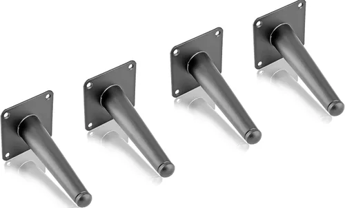Vista 5 de 4 patas de muebles de 6 pulgadas, patas de metal cónicas oblicuas, color negro mate, pies de muebles de estilo de mediados de siglo para sofá