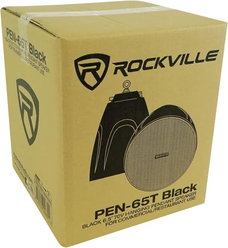 Vista 9 de Rockville PEN-65T - Altavoces colgantes negros de 6.5 pulgadas, 70 V/100 V, para restaurantes, bares o espacios comerciales, opción de 45 W 8