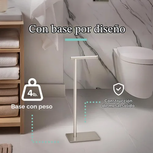 Vista 4 de Gatco 1431SN, soporte de papel higiénico independiente con base rectangular, moderno, 22.25 pulgadas, níquel satinado/soporte de papel higiénico