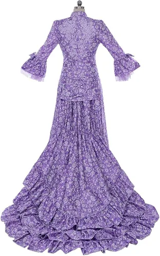 Vista 5 de Fortunehouse Histórica Guerra Civil Victorian Bustle Vestido Vestido Vestido Púrpura Floral