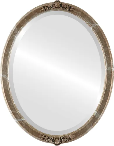 Vista 18 de Espejo de pared biselado ovalado para decoración del hogar, estilo Athena, negro plateado, dimensiones exteriores de 14 x 18 pulgadas