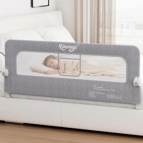 Vista 10 de Riel de cama para niños pequeños, riel de cama de 81 cm con base en forma de U más ancha, rieles de cama transpirables para camas King, Queen, Full